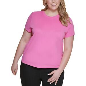 Women's Cotton Tee Shirt Size 1X Pink Short Sleeve Crew Neck Casual Weekend